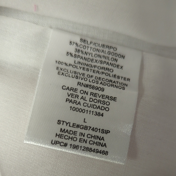 NWOT Gianni Bini Sweetheart Puff Sleeves Ruffle Poplin Dress White Size Large - Picture 7 of 9